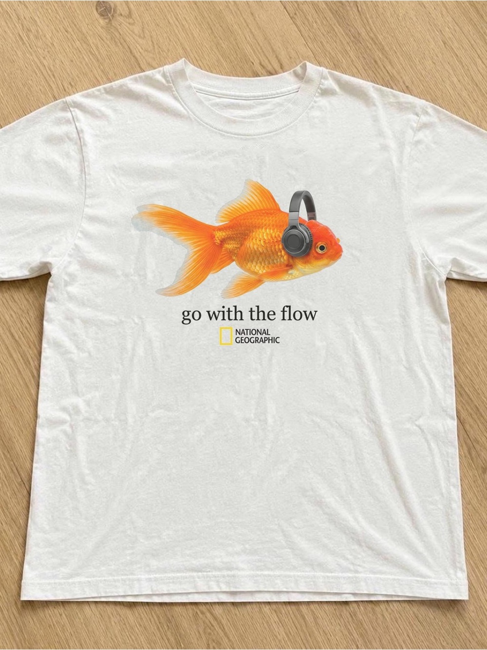 National Geographic "Go With The Flow" Goldfish Graphic T-Shirt - White